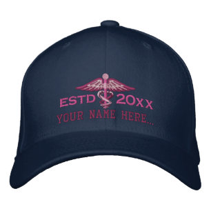 Personalised Year Your Text Medical Caduceus Embroidered Hat