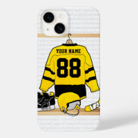 Personalised Yellow and Black Ice Hockey Jersey