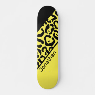 Personalised Yellow and Black Jaguar Graphic Skateboard