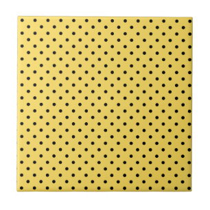 Personalised Yellow and Black Polka Dot Pattern Tile