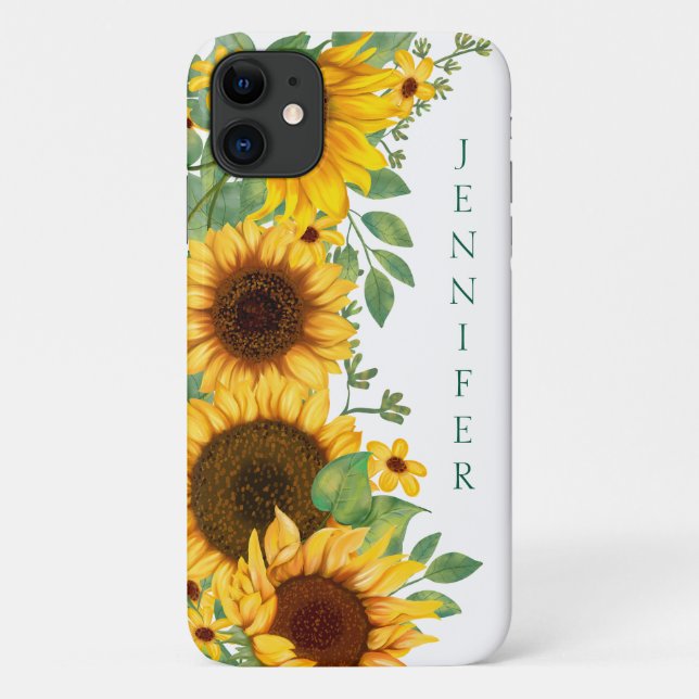 Personalised Yellow and Green Sunflower Bouquet Case-Mate iPhone Case (Back)
