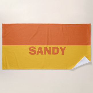 Personalised yellow and orange beach towel