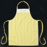Personalised Yellow And White Stripe Pattern Apron<br><div class="desc">Apron Large (68, 6 x 86, 4 cm) - Cute Personalised Yellow And White Stripe Pattern.
Change to your name or text of choice.</div>