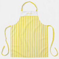 Personalised Yellow And White Stripe Pattern Apron