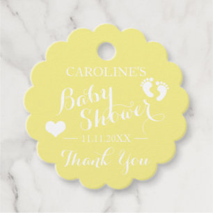 Personalised Yellow Baby Feet Baby Shower Favour Tags