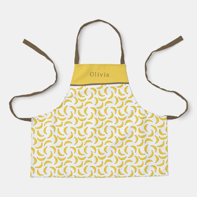 Personalised Yellow Banana Pattern Apron. Apron (Front)