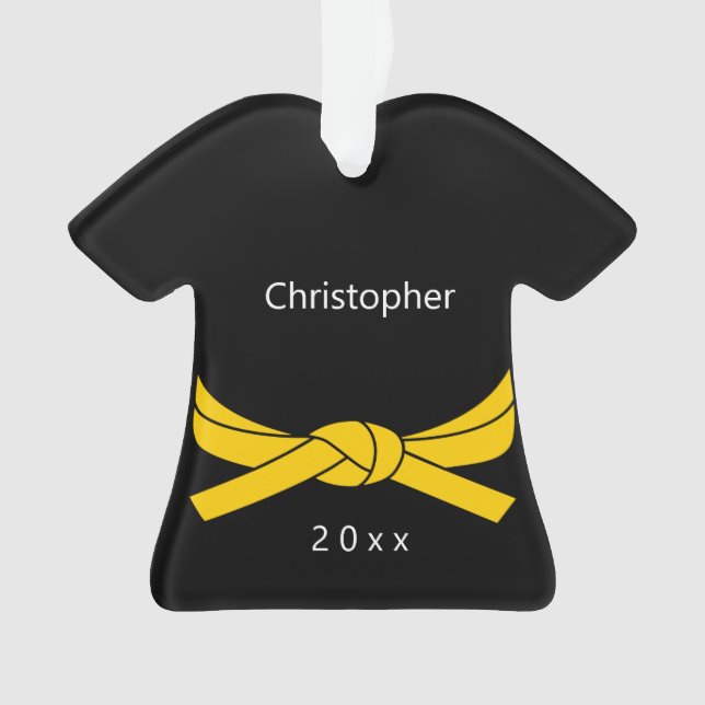Personalised Yellow Belt Karate Ornament (Front)