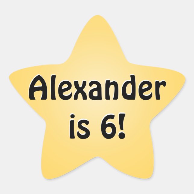 Personalised Yellow Birthday Favour Star Star Sticker (Front)