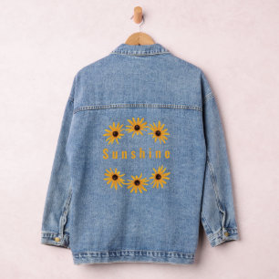 Personalised Yellow Black Eyed Susan Floral  Denim Jacket