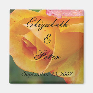 Personalised Yellow Blushing Rose Wedding Magnet