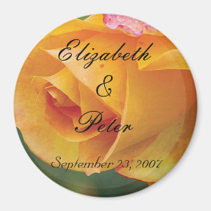 Personalised Yellow Blushing Rose Wedding Magnet