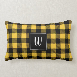 Personalised Yellow Buffalo Plaid Pillow Modern