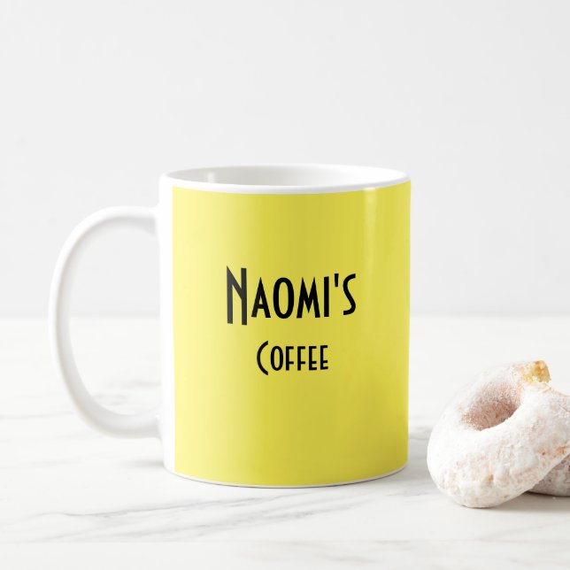 Personalised Yellow Coffee Mug (With Donut)