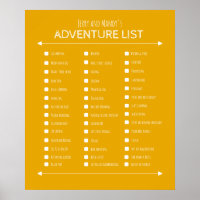 Personalised yellow couple's adventure list poster