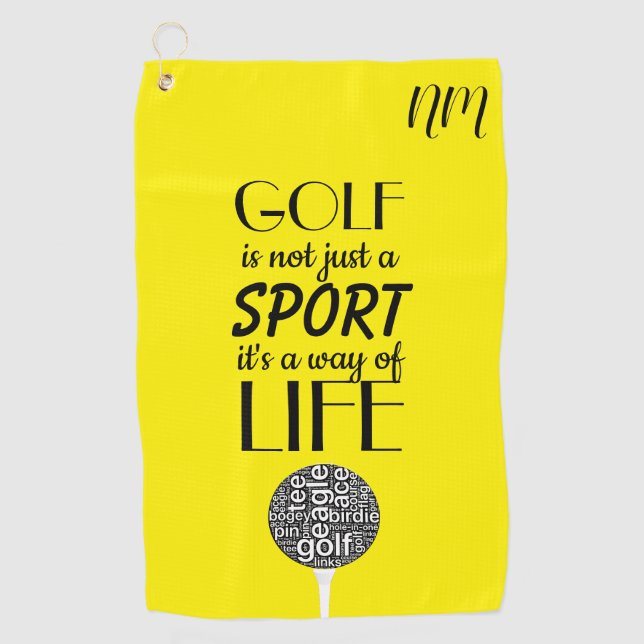 Personalised Yellow Custom Golf Towels (Front)