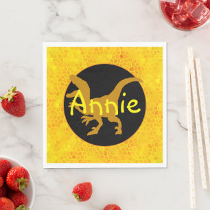 Personalised Yellow Dinosaur Hide Napkin
