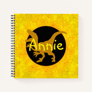 Personalised Yellow Dinosaur Hide Notebook