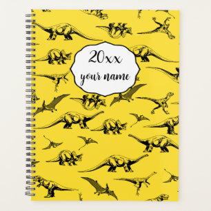 Personalised Yellow Dinosaur Planner for Kids
