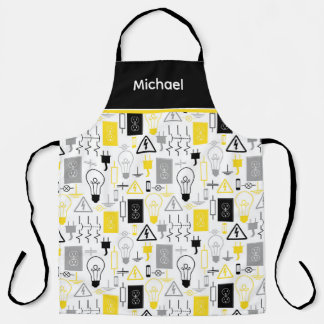 Personalised Yellow Electrical Electrician Apron