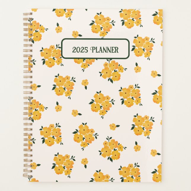 Personalised Yellow Floral Journal 2025 Planner (Front)