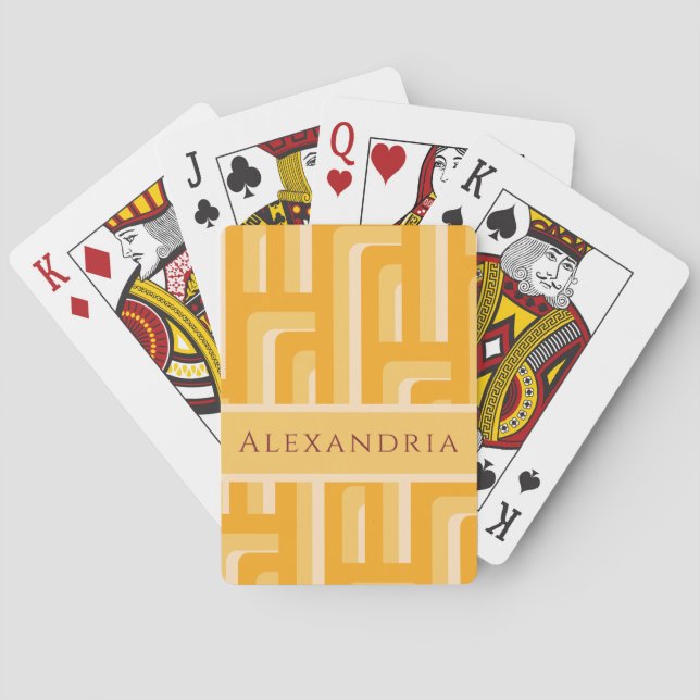 Personalised Yellow Geometric Pattern Playing Cards (Back)