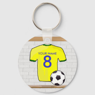 Personalised Yellow Green Football Soccer Jersey Key Ring