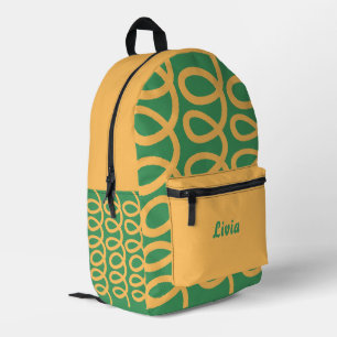 Personalised Yellow/Green Fun Pattern Printed Backpack