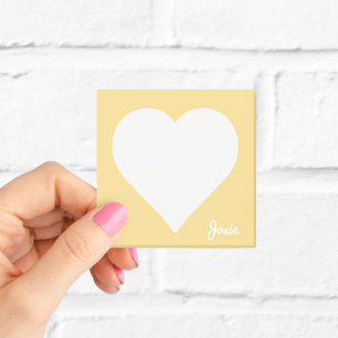 Personalised Yellow Heart Sticky Notes