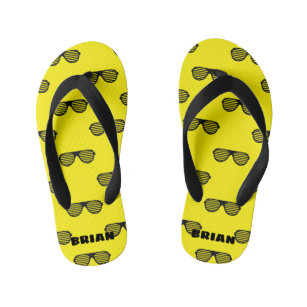 Personalised yellow kid's summer beach Flip Flops