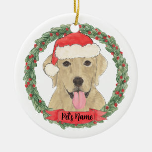 Personalised Yellow Lab Labrador Christmas Ceramic Tree Decoration