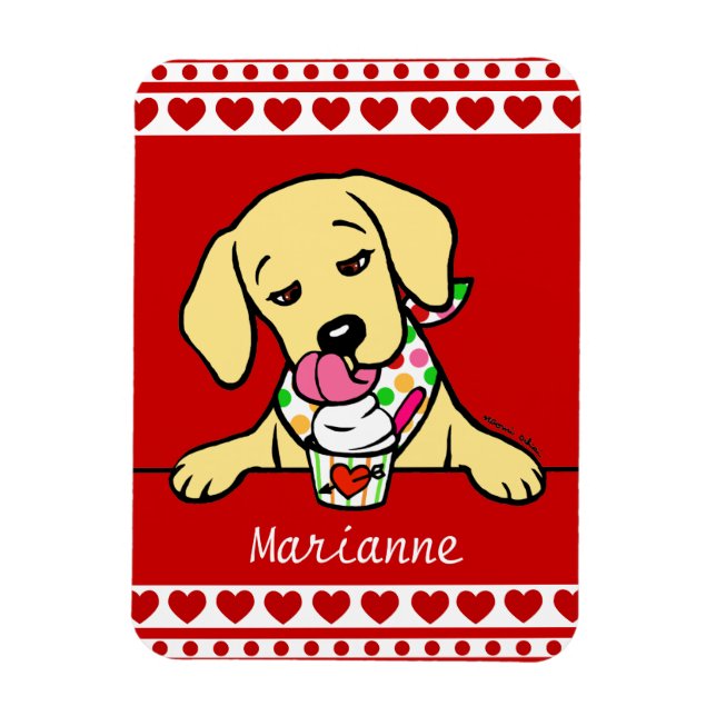 Personalised Yellow Lab Puppy Ice Cream Magnet (Vertical)