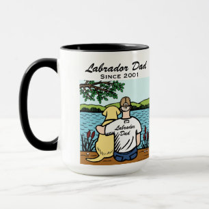Personalised Yellow Labrador and Dad Mug