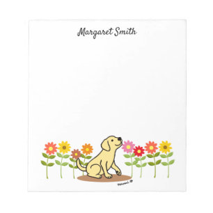 Personalised Yellow Labrador and Green and Flowers Notepad