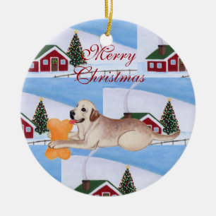 Personalised Yellow Labrador Christmas Ceramic Tree Decoration