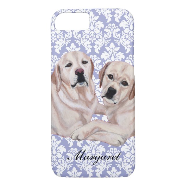 Personalised Yellow Labrador Duo Case-Mate iPhone Case (Back)