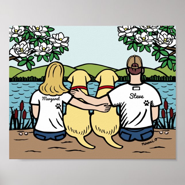 Personalised Yellow Labrador Family Blonde Long B  Poster (Front)