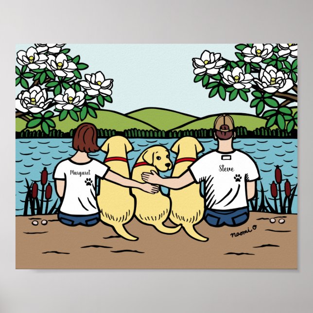 Personalised Yellow Labrador Family Brown Short B Poster (Front)