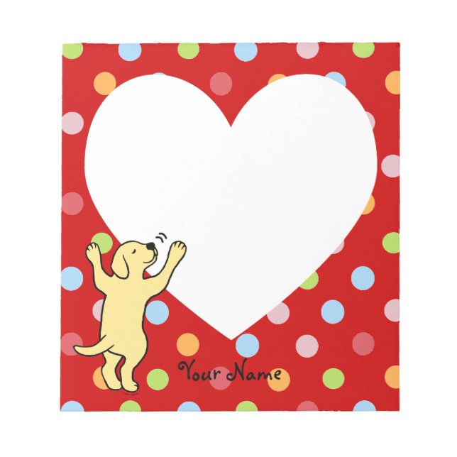 Personalised Yellow Labrador Puppy Hug Notepad (Front)