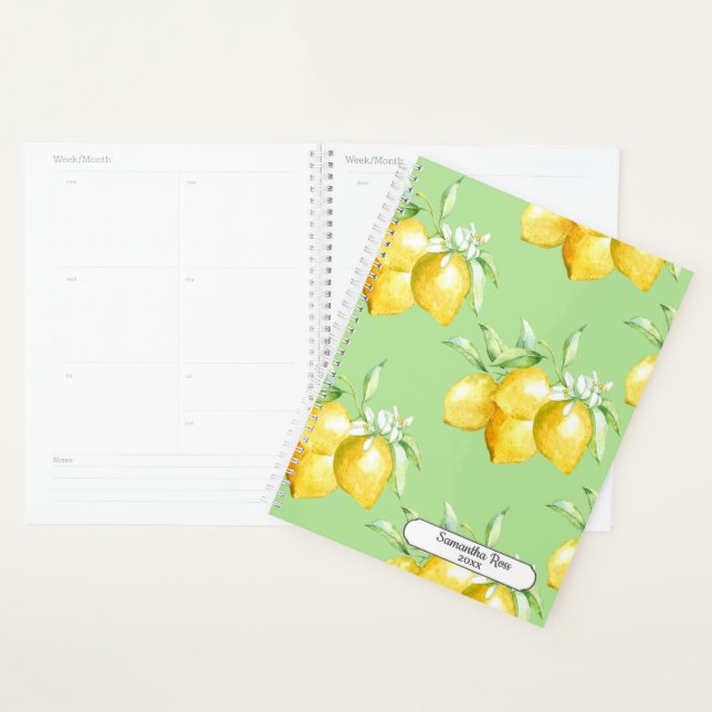Personalised Yellow Lemons on Light Green Planner (Display)