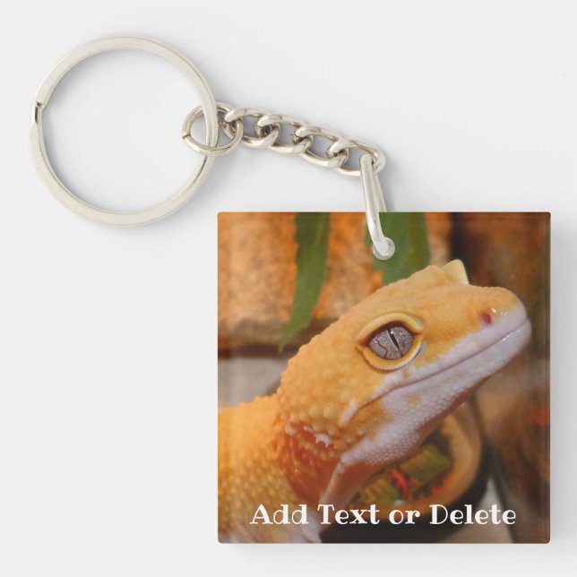 Personalised Yellow Leopard Gecko Key Ring (Front)