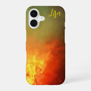 Personalised Yellow Orange Fire Apple iPhone Case