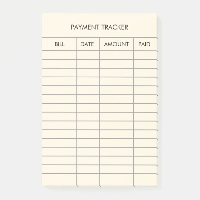 Personalised Yellow Payment Tracker  Post-it Notes (Front)