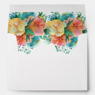 Personalised Yellow Peach Pink Floral Watercolor Envelope