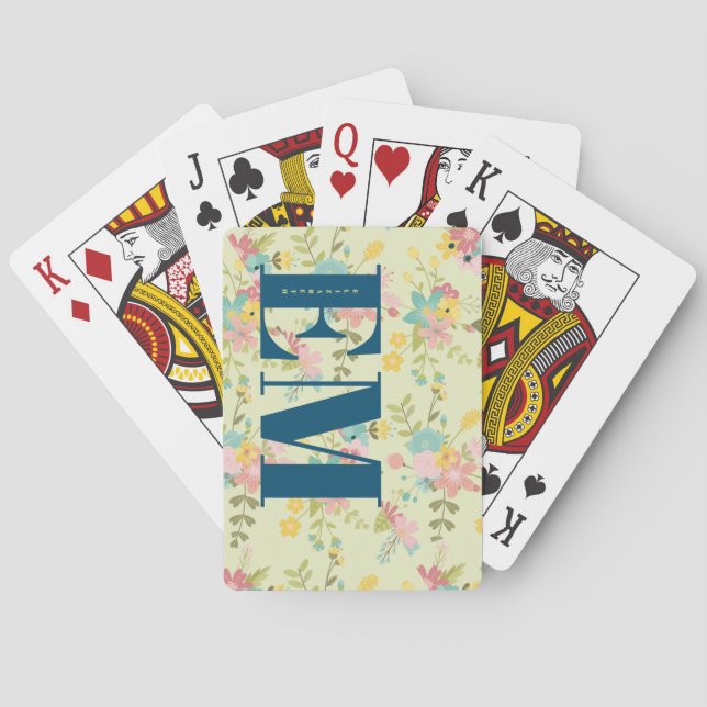 Personalised Yellow Pink Green Changeable Text  Playing Cards (Back)