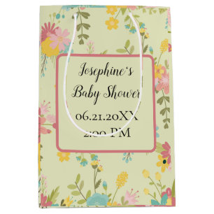 Personalised Yellow Pink Green Florals Gift Bag