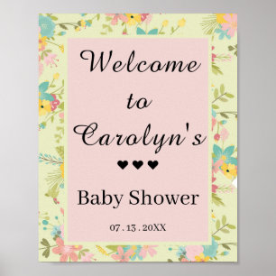 Personalised Yellow Pink Green Florals Welcome Poster