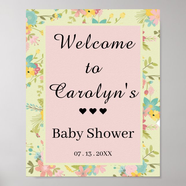 Personalised Yellow Pink Green Florals Welcome Poster (Front)