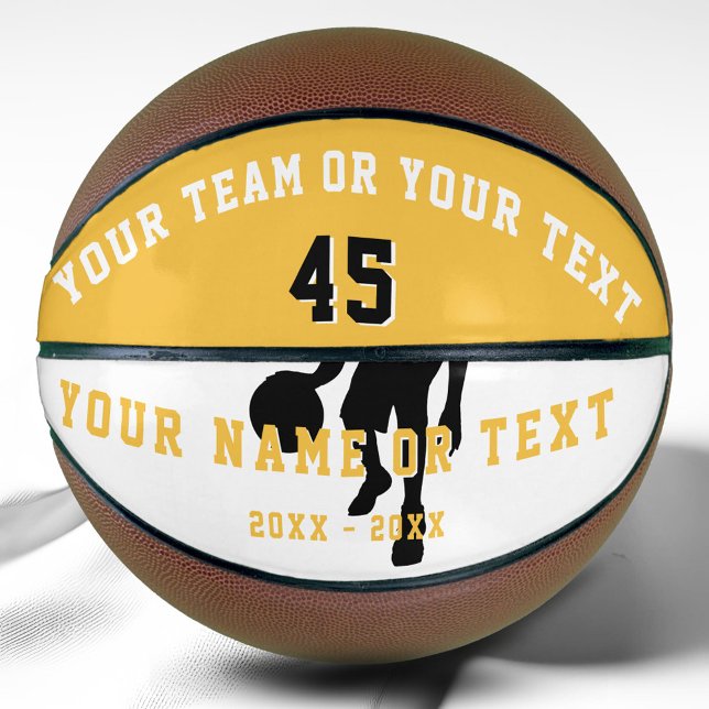 Personalised Yellow Player Silhouette Team Kids Basketball (Creator Uploaded)