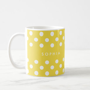 Personalised Yellow Polka Dots Coffee Mug