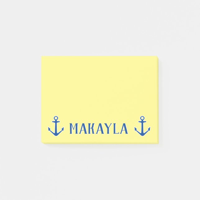 Personalised yellow Post-it® notes with anchors (Front)